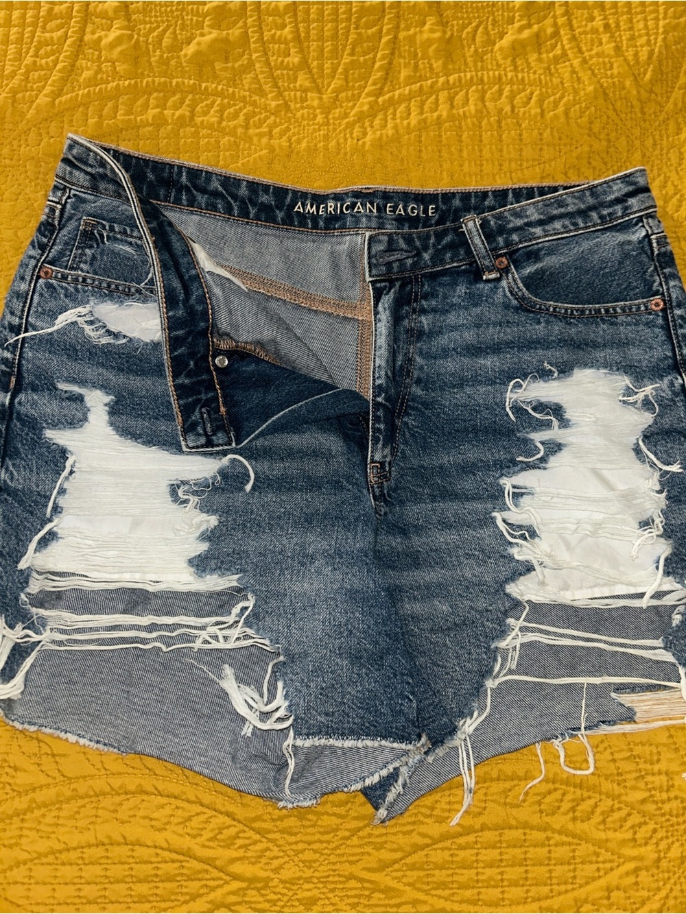 American Eagle Outfitters Blue Distressed Denim Skirt